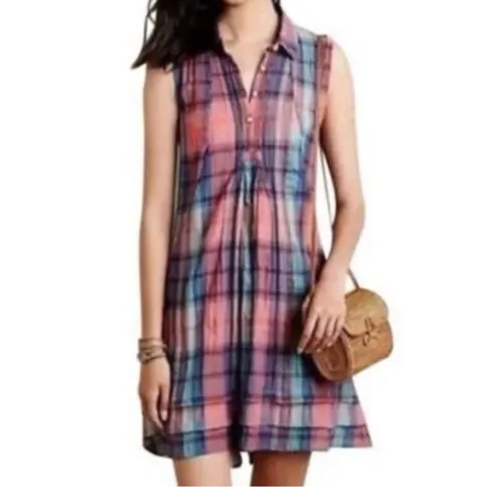 Anthropologie Isabella Sinclair Tillie Plaid Shirt Dress Size Small